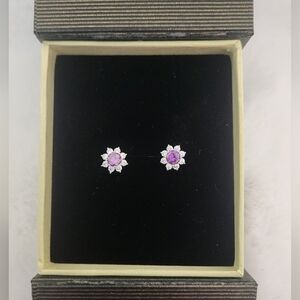 Brand new in box purple and rhinestone earrings